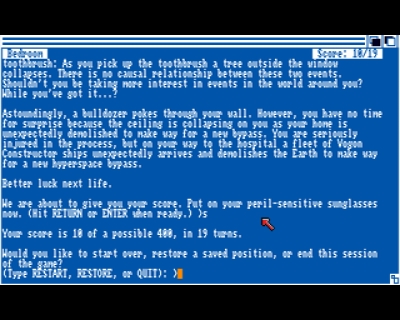 Screen ze hry Hitchhiker�s Guide to the Galaxy