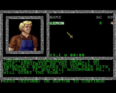 Screen ze hry Advanced Dungeons & Dragons: Pool of Radiance