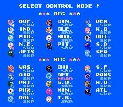 Screen ze hry Tecmo Super Bowl