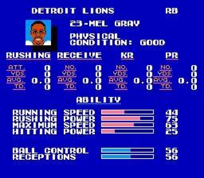 Screen ze hry Tecmo Super Bowl