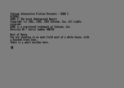 Screen ze hry ZORK I: The Great Underground Empire