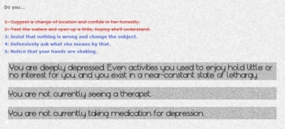 Screen ze hry Depression Quest