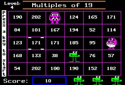 Screen ze hry Number Munchers