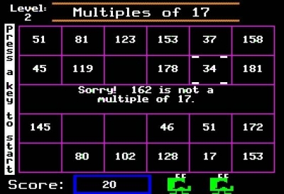 Screen ze hry Number Munchers