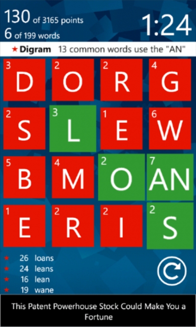 Screen ze hry Wordament