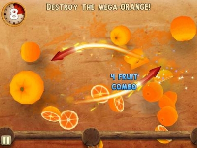 Screen ze hry Fruit Ninja: Puss in Boots