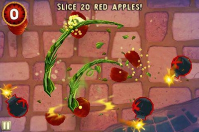 Screen ze hry Fruit Ninja: Puss in Boots