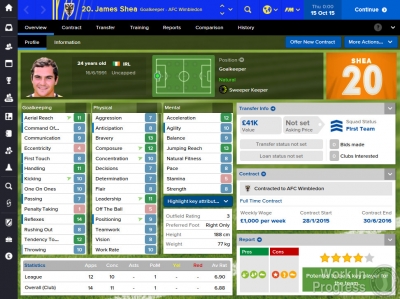 Screen ze hry Football Manager 2016