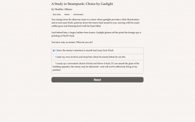 Screen ze hry A Study In Steampunk: Choice By Gaslight