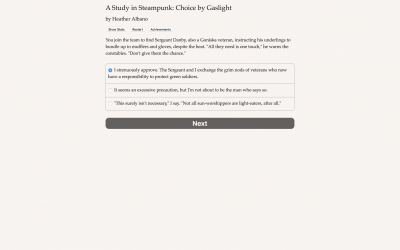 Screen ze hry A Study In Steampunk: Choice By Gaslight