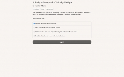 Screen ze hry A Study In Steampunk: Choice By Gaslight