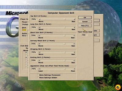 Screen Microsoft Golf 2001 Edition