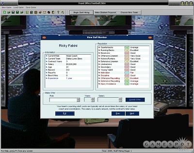 Screen Front Office Football 2004
