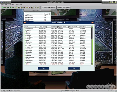 Screen Front Office Football 2004