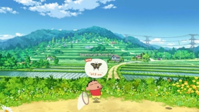 Screen ze hry Shin-chan: Shiro and the Coal Town