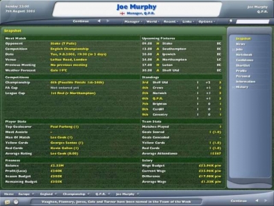 Screen ze hry Worldwide Soccer Manager 2006