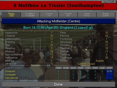 Screen ze hry Championship Manager 2
