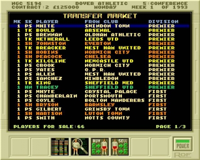 Screen ze hry Premier Manager 2