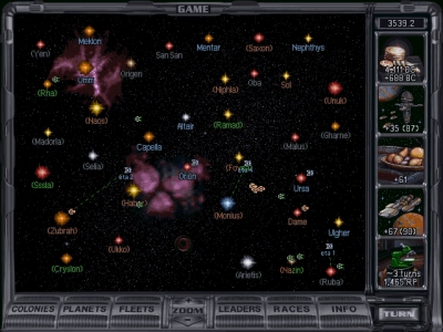 Screen ze hry Master of Orion II: Battle at Antares