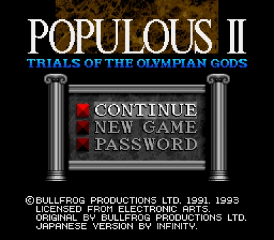 Screen ze hry Populous II: Trials of the Olympian Gods